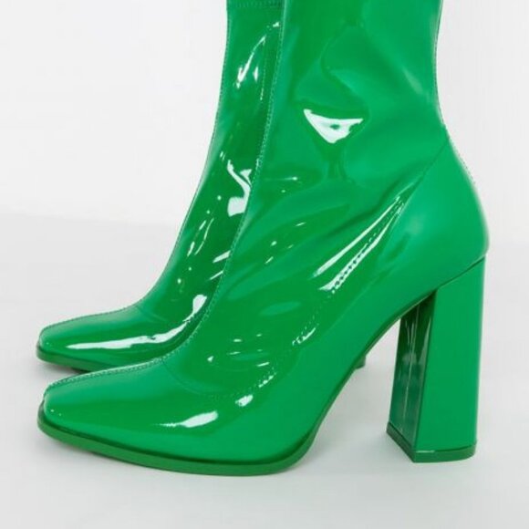 AZALEA WANG DO YOUR THANG CHUNKY HEEL BOOTIE IN GREEN ( BRAND NEW !!!!!!!!!!!!!! - Picture 4 of 7